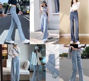 2025 pantalones vaqueros de cintura alta adelgazantes con cordón para mujer pantalones vaqueros sueltos de pierna ancha - Product Image 3