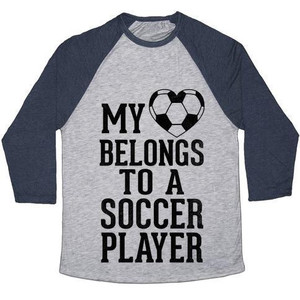 My Heart Belongs to a Soccer Player (<b>Baseball</b> <b>Tee</b>) Unisex Tri-Blend <b>Baseball</b> <b>Tee</b> - Product Image 3