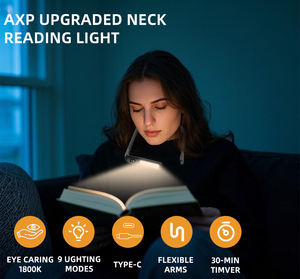 Lampe de lecture à col flexible améliorée, rechargeable par USB, LED, résistante à l'eau, contrôle par capteur, portable, haute luminosité, couleur réglable - Product Image 2