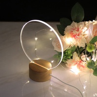 Lampe LED 3D en acrylique blanc, avec Base en bois, idéale pour la table de chevet, pour filles, à monter soi-même