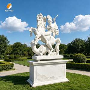 Statue de Saint George en marbre blanc grandeur nature, sculptée à la main, style religieux, pour l'extérieur, église, parc - Product Image 6