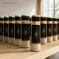 Bouteille de parfum en verre vide personnalisée en gros, 250 ml, bordeaux et or, style arabe, bouchon décoratif de luxe, atomiseur rechargeable