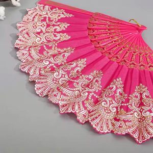 Abanico de Encaje, Regalo de Boda, Estilo Chino, Abanico Plegable, Abanico de Plástico con Polvo Dorado, Decoración para Fiesta de Baile, Regalo - Product Image 4