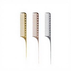Peignes à cheveux professionnels en acier inoxydable pour salon, résistants à la chaleur, avec dents et manche en plastique, vente en gros - Product Image 4