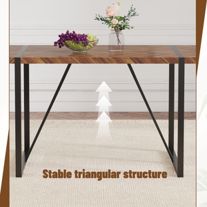 Tavolo da pranzo retrò minimalista rettangolare in metallo nero con Top in legno scuro MDF con struttura in legno dà alle persone regole di bellezza visive FCJ