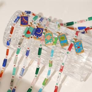 オリジナル手作り新色天然石ビーズステンレス鋼タロットネックレスパーソナライズされたニッチユニセックススポーティパンクギフト - Product Image 5