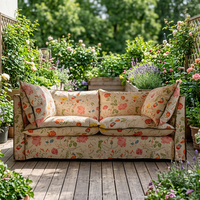 VONLIVA Amerikanischer Landhausstil Vintage Pfingstrosen Blumen-Ölgemälde Japanischer Abnehmbarer Waschbarer Blumenstoff Französisches Ländliches Sofa