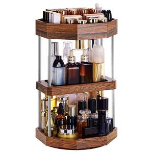 360旋转木质化妆品收纳器3层桌面储物架家居化妆品收纳器托盘 - Product Image 1
