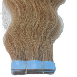 Extensions de cheveux indiens vierges à 100 %, qualité supérieure, ondulées, à bandes adhésives, <span class=keywords><strong>prix</strong></span> de gros, 50 g par paquet - Product Image 1