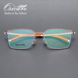 Monturas de Gafas de Alta Gama sin Tornillos para Hombre, Lentes Ópticas Naranjas, Diseño de Gafas, Lentes de <span class=keywords><strong>Moda</strong></span> Mixtas Ópticas Completas - Product Image 1
