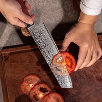 Produits de vente chauds USA Couteau de cuisine Manche en bois Acier damas Kukri avec boîte