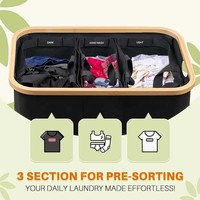Pliable 3 Compartiments Panier À Linge Organisateur 145L Panier Avec Couvercle Pour Chambre Buanderie