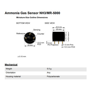 Membrapor Nh3 Mr 5000 Electrochemical Ammonia Gas Sensor For Portable Detectors High Accuracy <b>Miniature</b> Housing - Product Image 3