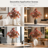 Branche de feuille d'érable artificielle colorée en plastique, tige de feuillage artificiel pour arrangement floral, décoration de mariage et de maison, plante de simulation
