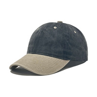 Casquette de baseball à six panneaux en tissu doux, lavée, à blocs de couleur, avec logo personnalisé, style bec de canard