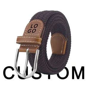 Cintura elastica tessuta su misura all'ingrosso cintura con fibbia ad ago di alta qualità cintura casual da uomo di moda