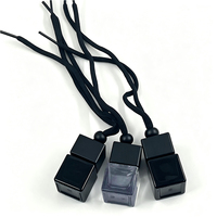 Flacon diffuseur de parfum suspendu carré vide de 8 ml, transparent dégradé noir, avec bouchon en bois, personnalisable