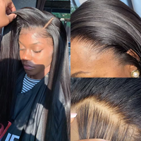 Perruque en cheveux humains sans colle de 40 pouces, cheveux vierges indiens naturels, densité 180%, dentelle HD transparente, perruques en cheveux humains avec dentelle frontale