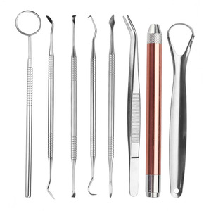Stainless Steel Dental <b>Tool</b> Set 8 Pieces With Light For <b>Teeth</b> <b>Cleaning</b> And Oral Care Home Use - Product Image 2