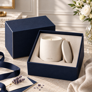 Bougie parfumée en céramique Aikun coordonnée ivoire et rouge profond 100g avec mèche unique, récipient mat et coffret cadeau pour la gamme de parfums d'ambiance - Product Image 2