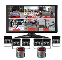 Moniteur DVR BSD 6 canaux PWAS avec écran tactile 10,1 pouces, 6 caméras de recul AHD 1080P, alarme sonore et lumineuse, 12-36V pour camion-citerne