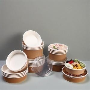 Saladier en papier kraft écologique jetables personnalisés Récipient pour fast-food forme ronde biodégradable à emporter pour l'artisanat des sushis - Product Image 4