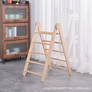 Wooden Children's Climbing <b>Frame</b> Foldable Multi Layer Solid Wood Indoor <b>Play</b> Structure For Home Toddlers Natural Color - Product Image 3
