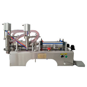 Machine de remplissage semi-automatique à deux têtes pneumatique pour flacons en verre, haute précision, eau pure, lait, savon liquide, huile, alcool - Product Image 1
