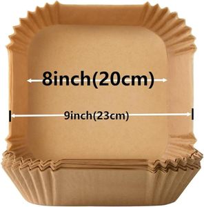 Large 9 Inch Square Air Fryer Disposable Parchment Liners Double Sided Oven Safe <b>Baking</b> Microwave Barbecue Home Kitchen - Product Image 2
