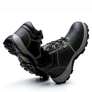 נעלי בטיחות לגברים עם מגן פלדה נגד דקירות ומכות, עמידות לשמן, חומצה ואלקליות, עמידות בפני שחיקה, נגד החלקה, גפה מעור בקר, צבע שחור - Product Image 5
