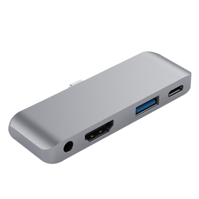 JILIAN Factory Direct Sale USB Type-C Hub Adapter 4-Port for 2.0 USB 3.0 3.5mm Jack Thunderbolt PD Charging Stock