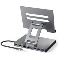 SYONG 9-en-1 360 °   Station d'accueil rotative Type-C, adaptateur multiport pliable en aluminium avec RJ45, USB3.0, HDMI, audio 3.5MM pour iPad
