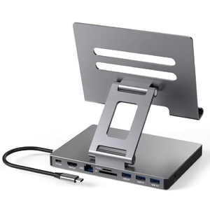 Syong ด็อกกิ้ง ° 9-in-1ที่หมุนได้, 9-in-1ที่เชื่อมต่อกับ RJ45 USB3.0 <span class=keywords><strong>HDMI</strong></span> 3.5mmaudio อะแดปเตอร์มัลติพอร์อะลูมิเนียมพับได้สำหรับ <span class=keywords><strong>iPad</strong></span> - Product Image 1