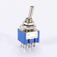Interrupteur à bascule bleu miniature MTS-202 à 6 broches, 2 positions marche-marche, 15A 50VAC, métal industriel, 3 pôles, IP31, Dirui US