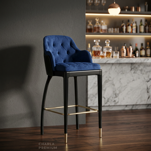 Taburete de Bar Tapizado en Tela, Silla de Barra Acolchada de Lujo, Asiento Moderno para Comedor, OEM ODM - Product Image 2