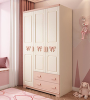 Lit double avec cadre en bois, design couronne rose, rangement, 2023