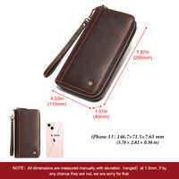 HUMERPAUL Dompet Ponsel Vintage Kulit Pria, Dompet Telepon Genggam Panjang Sederhana Organizer Uang Bergaya Vintage