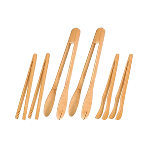 SINCERE Pince à salade de cuisine longue en <span class=keywords><strong>bambou</strong></span> naturel pour la cueillette du fromage Toast Spaghetti-un ensemble d'outils de cuisine élégants pour hommes femmes - Product Image 1