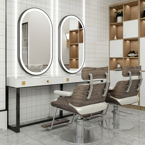 Nouveau luxe salon de coiffure miroir salon de coiffure dédié salon de coiffure marbre bureau double miroir miroir de coiffure - Product Image 4