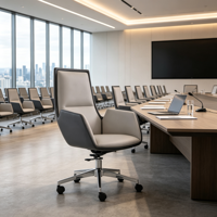 Chaise de bureau exécutive moderne ergonomique confortable à hauteur réglable avec base en acier et revêtement en cuir PU pivotante pour la maison et les bureaux professionnels