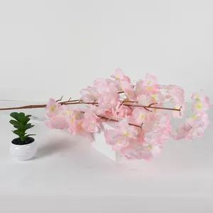 Artificial Encrypt Sakura Cherry Handmade Blossom Stems Hanging Silk Artificial Flowers Branch For Party Home Wall Decoration