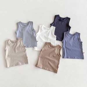 Débardeurs sans manches en coton doux et respirant pour bébés garçons et filles, couleur unie, basiques, sous-vêtements d'été - Product Image 2