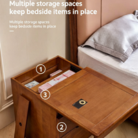 Table de chevet en bois massif avec compartiment dissimulé, armoire de rangement minimaliste chinoise pour chambre à coucher avec compartiments cachés