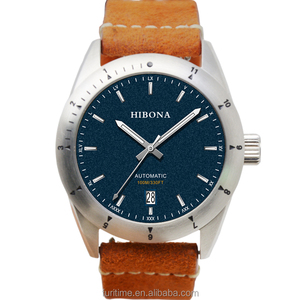 Orologio da <span class=keywords><strong>Uomo</strong></span> di Lusso Elegante con Logo Personalizzato, Movimento al Quarzo MIYOTA, <span class=keywords><strong>Cinturino</strong></span> in <span class=keywords><strong>Pelle</strong></span>, Resistente all'Acqua 5BAR - Product Image 1