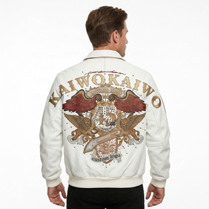 Giacca Varsity <span class=keywords><strong>in</strong></span> Pelle <span class=keywords><strong>di</strong></span> Agnello Personalizzata per Uomo Vendita Diretta dalla Fabbrica Giacche <span class=keywords><strong>in</strong></span> Vera Pelle Abbigliamento Esterno per Uomo Supporto OEM - Product Image 1