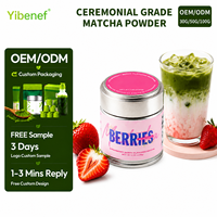 Poudre de Matcha à la Fraise en Vrac Yibenef, Qualité Cérémoniale, Sans Gluten, Sans Noix, pour Boissons à l'Avoine, OEM, Poudre de Matcha Aromatisée à la Fraise