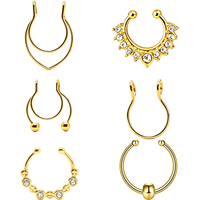 Anneaux de nez en acier inoxydable plaqué or, forme en U, bijoux de corps pour hommes et femmes, pour mariages et fêtes
