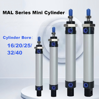 Cylindre pneumatique miniature série MAL, alésage 16/20/25/32/40 mm, course 25/50/75/100/125/150 mm, double action, en alliage d'aluminium