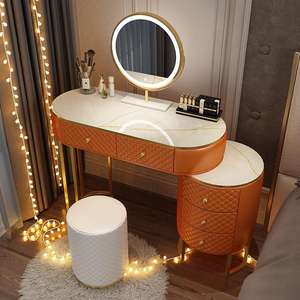 <span class=keywords><strong>Table</strong></span> de toilette avec tiroirs de rangement, coiffeuse en bois massif, style moderne, luxe léger, miroir, quincaillerie en acier inoxydable, meubles de chambre à coucher - Product Image 3