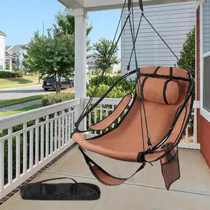 Кресло-гамак HUARUN с подставкой для ног, кресло-неба с металлической рамкой, подвесное кресло для улицы/дома с боковым мешочком